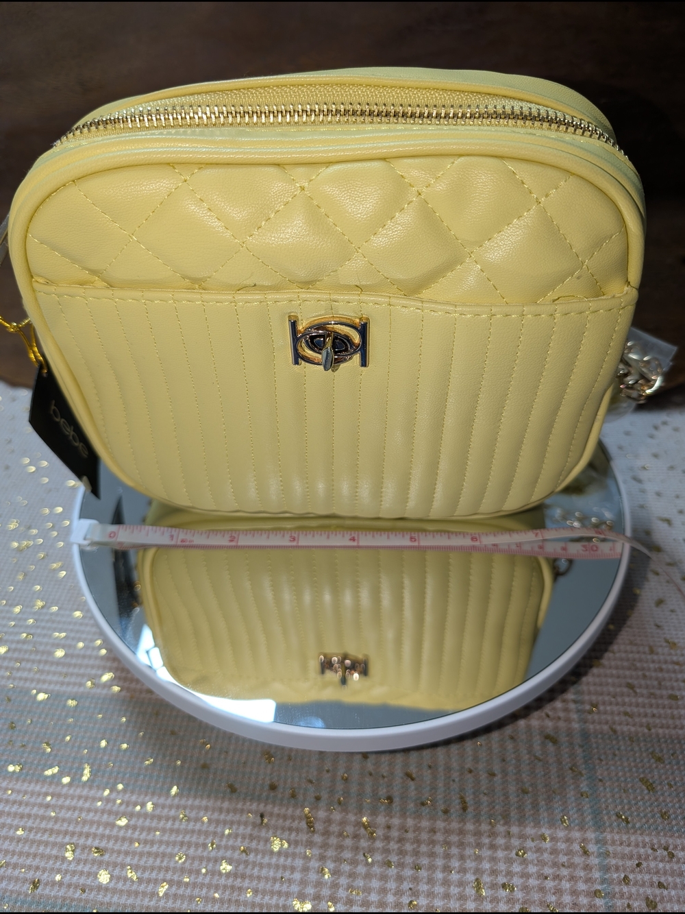 Bebe Hazel Quilted Crossbody Bag - Yellow